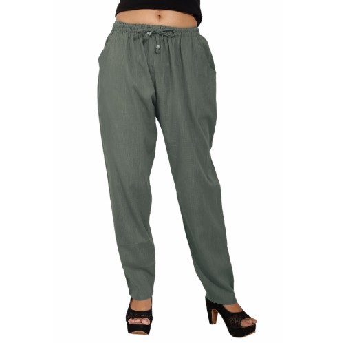 Ladies Harem Pants - Cotton, Regular Fit, Grey | Plus Size, Washable, Double Pockets, Casual Summer Wear