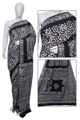 Black Batik Cotton Sarees