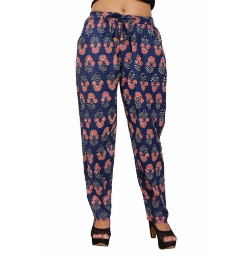 Blue Cotton Black Trouser With Lining