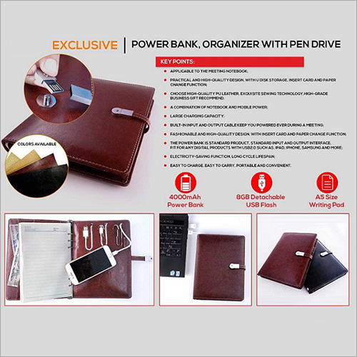Power Bank With Diary And Pen Drive