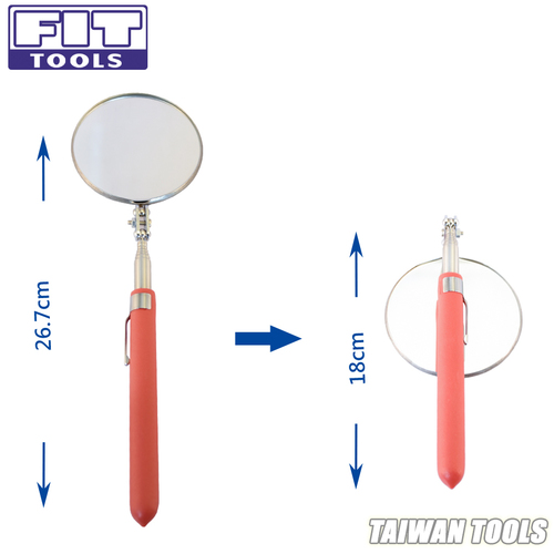 FIT TOOL Extendable Dia 80mm Round Telescopic Inspection Mirror