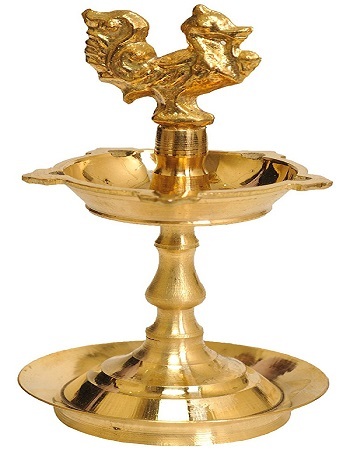 Beautiful Brass Peacock Oil Lamp