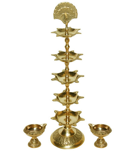Large Brass Polished Kerala Pooja Deep