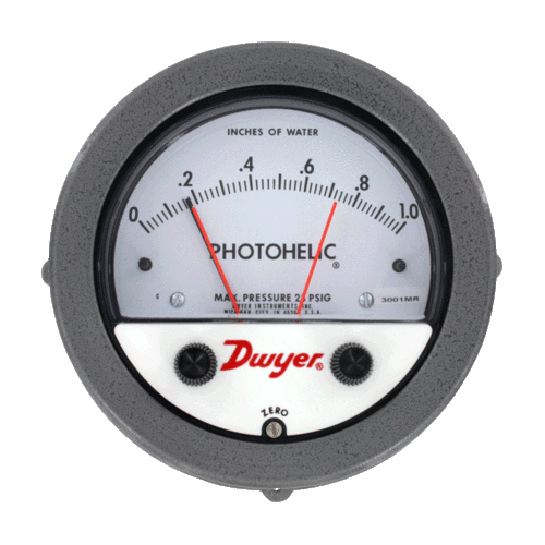 Dwyer 3000MR-0 Photohelic Differential Pressure Switch/Gauge RANGE 0-0.5