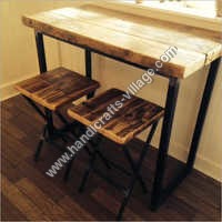 लकड़ी के साथ हस्तनिर्मित कैंटीन मेटल फर्नीचर