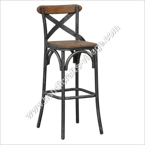Machine Made Metal Chair With Wooden Seat