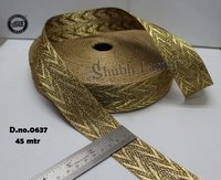 Gota Laces - Fabric, 1 Inch Width, Customizable Length, Golden Color, Self-designing Pattern | Ideal For Kurtis, Suits, Sarees, Blouses, Dupattas