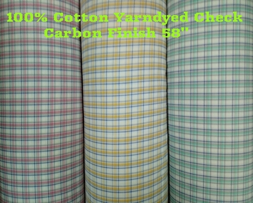 100% Cotton Yarn Dyed Check Carbon Finish 58'