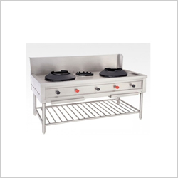 Two Burner Chinese Range - Stainless Steel, 48x24x32 Inches, Silver Color | Fully Automatic, 500 Litre Capacity, 230 Voltage