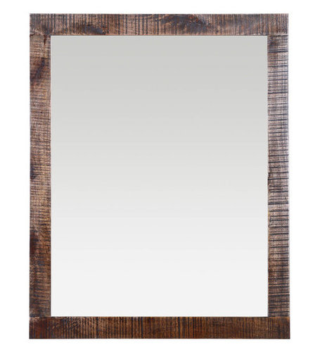 Venus Mirror Frame - 60x40x1.5 Inch | Solid Mango Wood in Black Distress Finish - Handcrafted, Wall-Mount with Metallic Clips, No Assembly Required