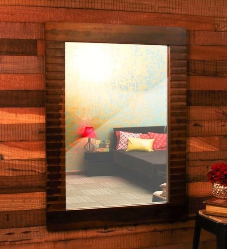 Venus Mirror Frame - Solid Wood, 38x28x1.5 Inch | Provincial Teak Finish, No Assembly Required, 14 Kg Weight