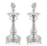 Silver Peacock Lamp Set