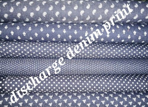 Shirting Discharge Denim Printed Fabric 58'