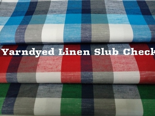 Shirting  Yarn Dyed Linen Slub Check Fabric 58'