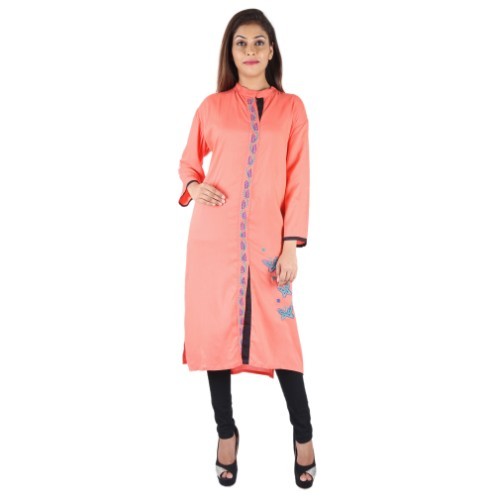 Pink Rayon Emd Kurti