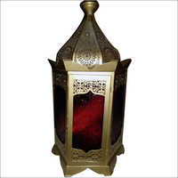 Moroccan Lantern - Glass & Metal | 12x8x8 Inches, Gold Color, Antique Finish, Ambient Lighting, Elegant Design, Intricate Details, Versatile Use