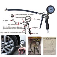 Fit Tools 3 In 1 Tire Inflator Measure Deflate With Gauge Trigger Gun
