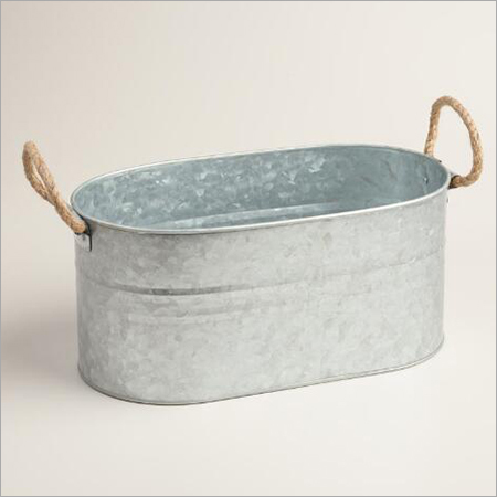 Galvanized Oval Shape Bucket with Rope Handle