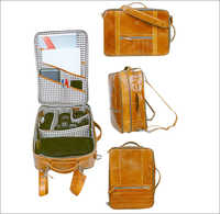 Leather Utility Bags - Genuine Leather, 16 X 11.5 X 5.5", Tan | Multiple Customizable Pockets, Rigid Base, Organized Storage, Zipper Closure