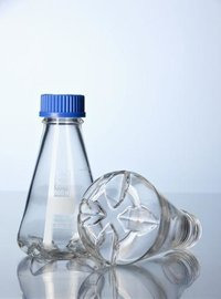 Duran Baffled Flask - 250ml & 500ml Sizes | White Glass With Membrane Screw Cap & Pouring Ring, 52mm Width