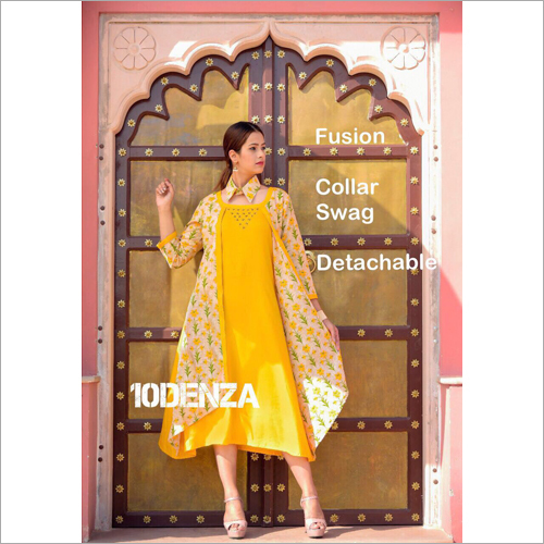 Cotton Kurti With Deatble Collar And Hand Work