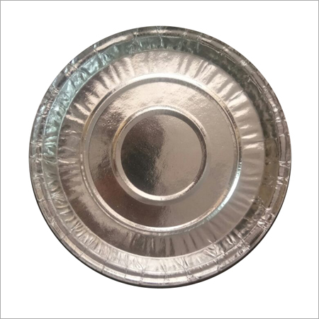 Silver Foil Thali - 12 Inch Diameter, Water Resistant, Eco-Friendly, Recyclable, Glossy Finish, Disposable, Large Capacity, Leak-Proof