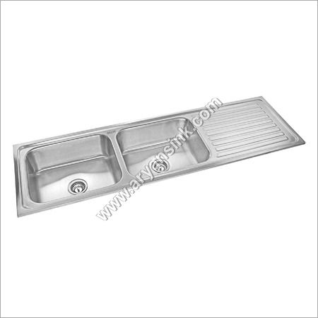 Stainless Steel Double Bowl With Drain Board Sink