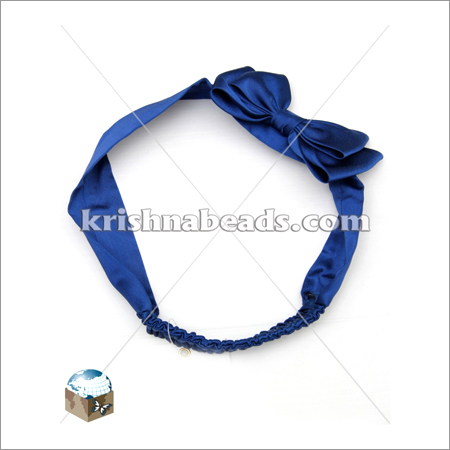 Royal Blue Satin Hair Band With Bow
