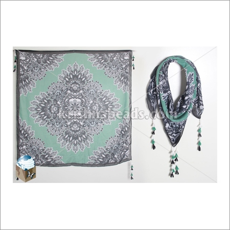 Multi-Color 100% Polyester Viscose Touch Printed Square Scarves