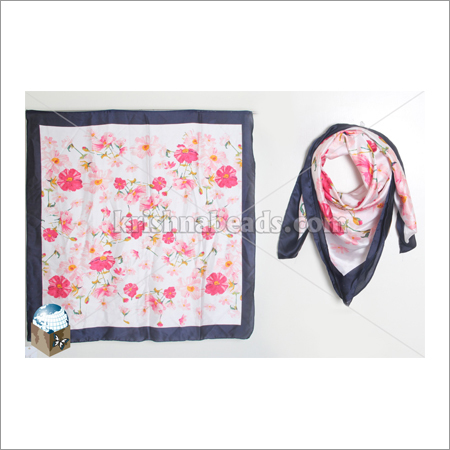 Multi-Color Flower Print Square Scarf