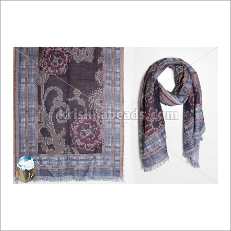 Brown Printed Jacquard Shawl