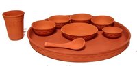 Iron Red Clay Thali Set