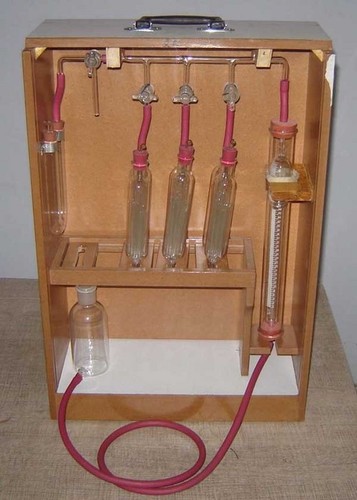 Orsat Gas Analysis - Wood and Glass, 3 or 4 Test Sets, Brown | Portable Gas Analyzer, Accurate Laboratory Readings