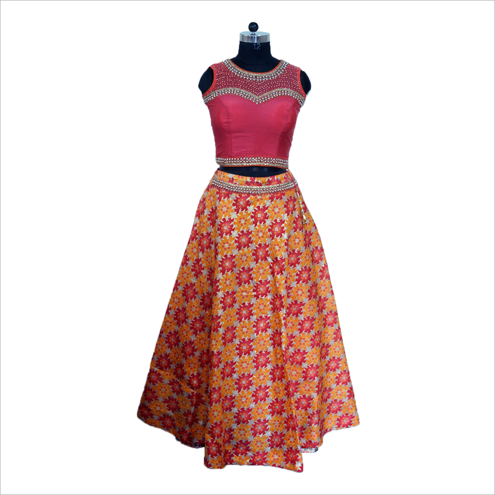 Ladies Designer Crop Top With Skirt