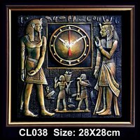 Terracotta Wall Clock - Terracotta Material, Rectangle Shape, Golden And Black Finish | Custom Artisan Craftsmanship Inspired By Ancient Egyptian Civilization