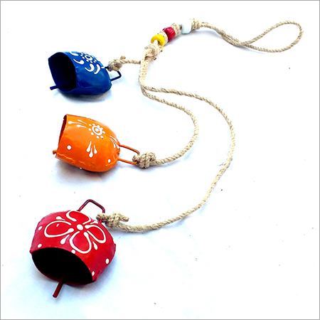 Designed Iron Hanging Bell - Metal, Decorative Hanging Bell, Yellow, Blue & Red Finish