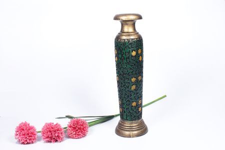 Wooden Golden Green Pot - 2-2.5 Feet Height, Antique Effect | Customized Colors and Sizes