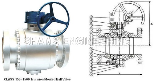 Trunnion Mounted Ball Valve - Stainless Steel, Medium Pressure | Silver & Blue, Ideal for Oil, Water, and Acid Industries