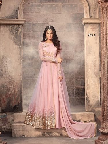 PINK Net Abaya Style Anarkali Suit