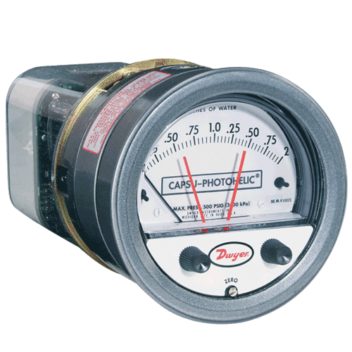 Dwyer Series 43002 Capsu-Photohelic Pressure Switch Gage 0-2.0" w.c By ENVIRO TECH INDUSTRIAL PRODUCTS