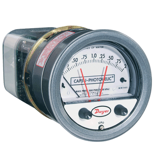 Dwyer Series 43002 Capsu-Photohelic Pressure Switch Gage 0-2.0