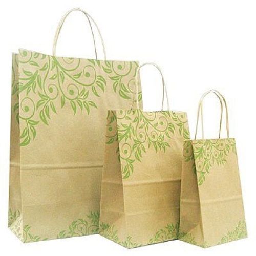 Kraft Paper Carry Bag - 35cm H x 30cm W x 10cm G Brown Color Short Handle Zipper Closure Ecofriendly Handcrafted Design