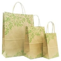 Kraft Paper Carry Bag - 35cm H X 30cm W X 10cm G, Brown Color, Short Handle, Zipper Closure, Ecofriendly Handcrafted Design