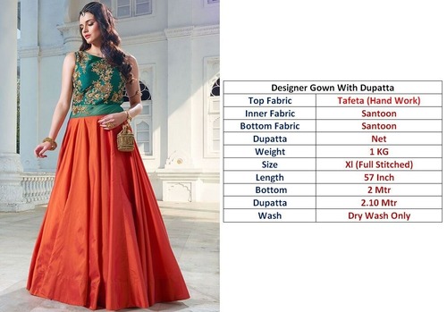 Designer Green texture Gown