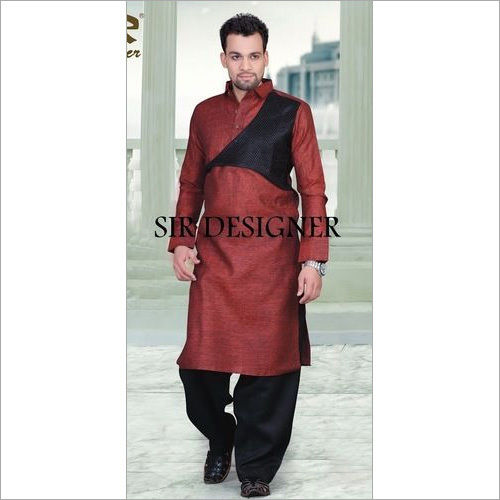 Brown And Black Pathani Kurta