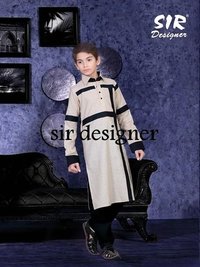 Mens Pathani Kurta - Cotton Satin, Xl Size, Cream And Black Bold Stripes | Long Sleeve, Elegant Design For All Ages, Durable And Washable