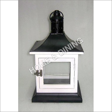 Wooden Lantern White 7 Black) Ceramic Raw Material