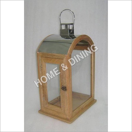 WOODEN LANTERN WITH DOME  ROOF  PLAIN