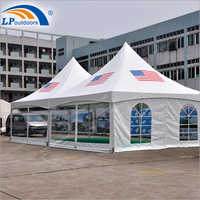 6x12m Double Top American Flag Frame Tent - Polyester Pvc Roof, Aluminum Frame, Transparent Pvc Walls | Modular Design, Easy Setup, Sun And Rain Protection