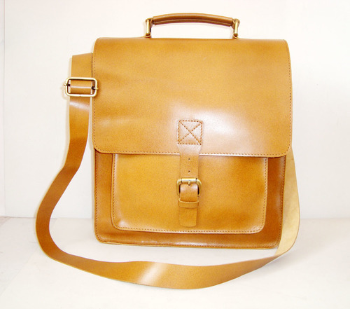 Yellow Leather Office Messenger Bag